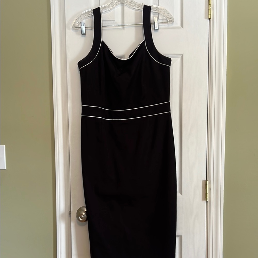 Elegant Black Dress with White Accents